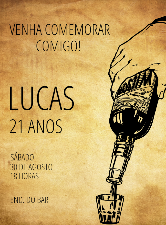 Convite de Aniversário Adulto Estilo Bar para Editar Online Convite de Aniversário Adulto Estilo Bar para Editar Online