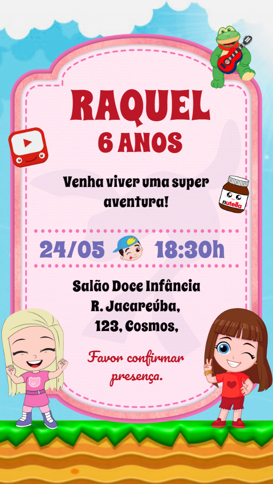 Convite de Aniversário Aventureiros para Editar Online Convite de Aniversário Aventureiros para Editar Online