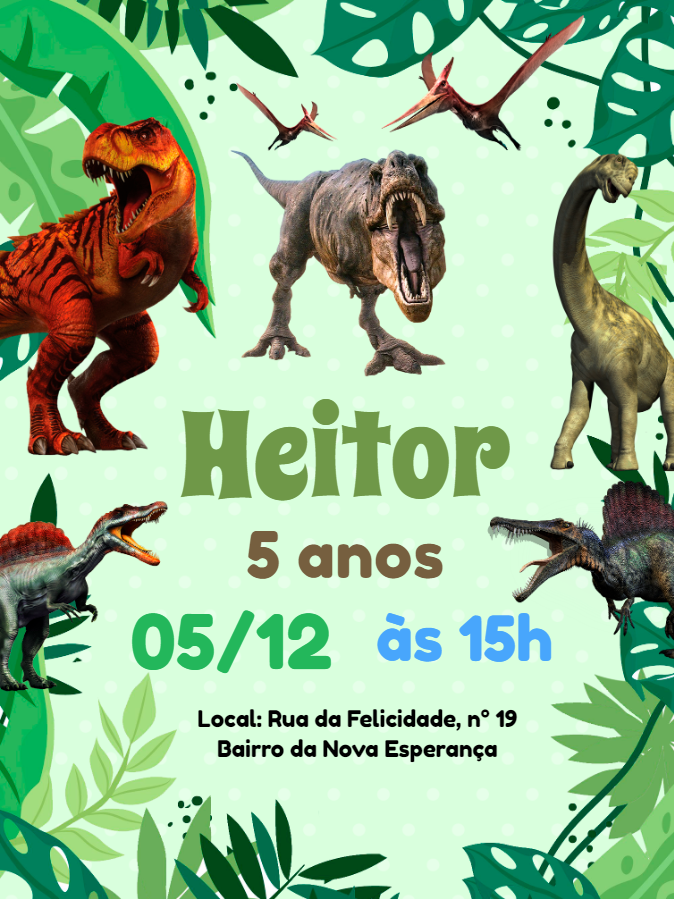 Convite de Aniversário Dinossauros para Editar Online Convite de Aniversário Dinossauros para Editar Online