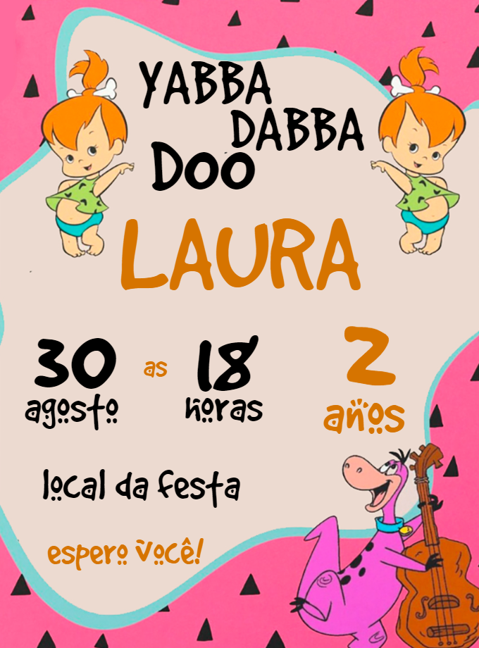 Convite Aniversário Pedrita Flintstones para Editar Online Convite Aniversário Pedrita Flintstones para Editar Online