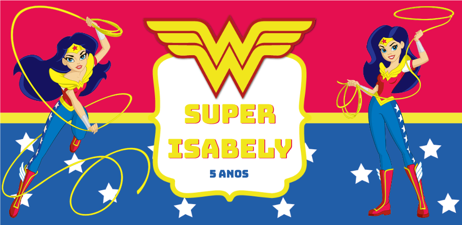 Adesivo Aniversário Mulher Maravilha para Editar Online Adesivo Aniversário Mulher Maravilha para Editar Online
