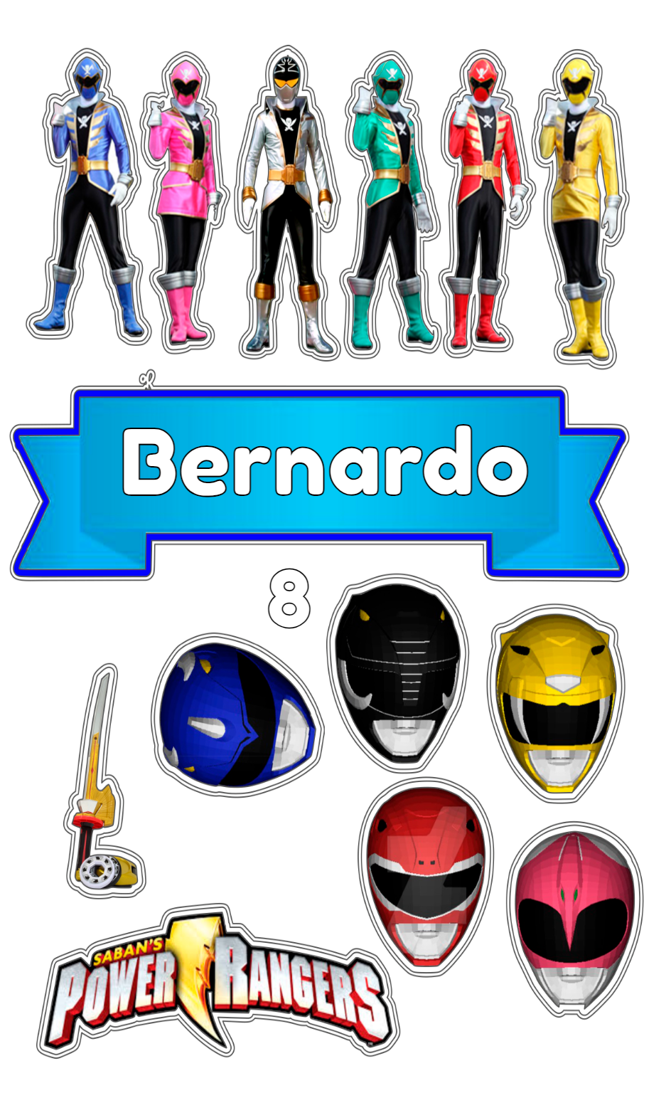 Topo de Bolo Power Rangers com Personagens para Editar Online Topo de Bolo Power Rangers com Personagens para Editar Online