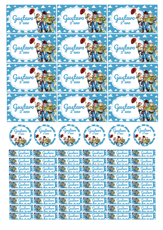 Etiqueta Escolar Toy Story com Personagens para Editar Online