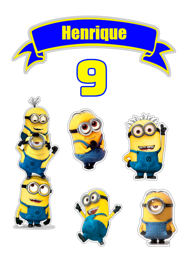 Topo de Bolo Minions com Personagens para Editar Online Topo de Bolo Minions com Personagens para Editar Online
