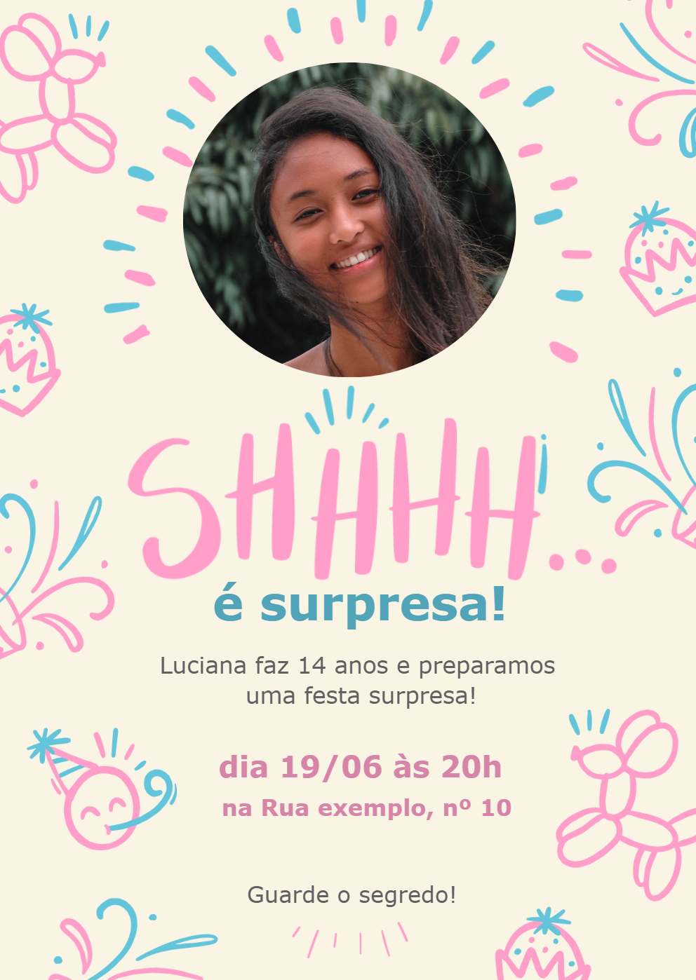 Convite de Aniversário Surpresa com Foto para Editar Online Convite de Aniversário Surpresa com Foto para Editar Online