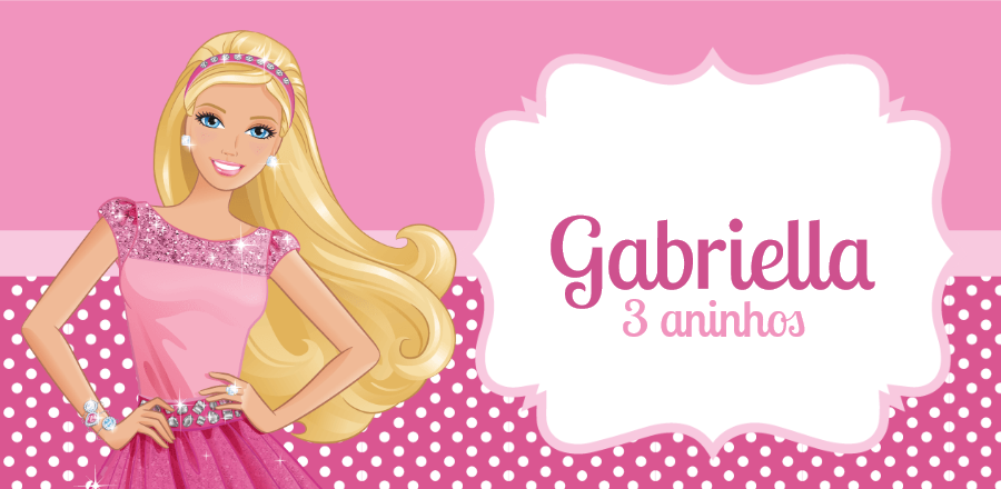 Adesivo de Aniversário Barbie Editável para Imprimir