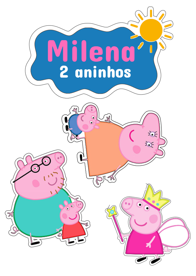 Topo de Bolo Peppa Pig para Aniversário para Editar Online Topo de Bolo Peppa Pig para Aniversário para Editar Online