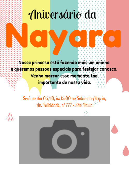 Convite de Aniversário Colorido com Foto para Editar Online Convite de Aniversário Colorido com Foto para Editar Online