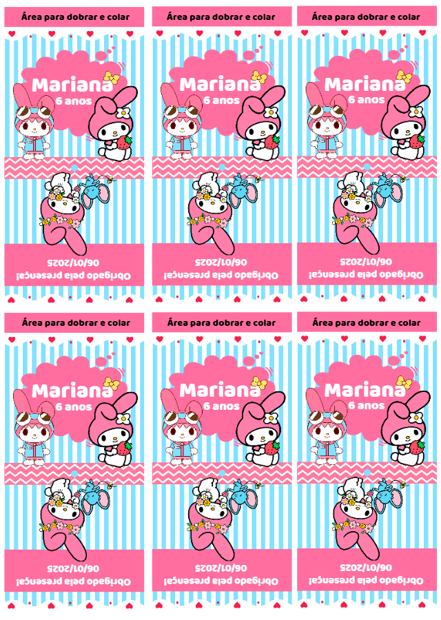 Rótulo de Pirulito My Melody Editável para Festa Infantil Rótulo de Pirulito My Melody Editável para Festa Infantil