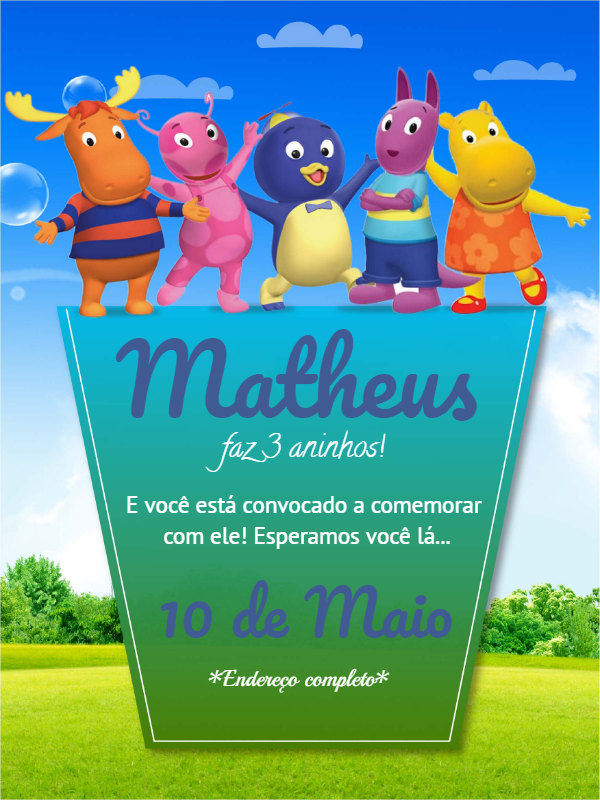 Convite de Aniversário Backyardigans para Editar Online