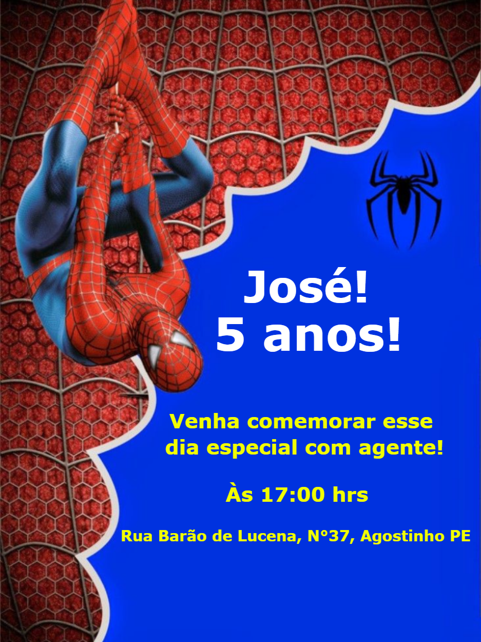 Convite de Aniversário Homem Aranha para Editar Online Convite de Aniversário Homem Aranha para Editar Online