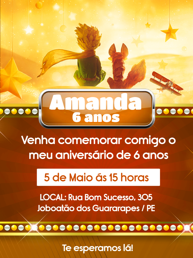 Convite de Aniversário O Pequeno Príncipe para Editar Online Convite de Aniversário O Pequeno Príncipe para Editar Online