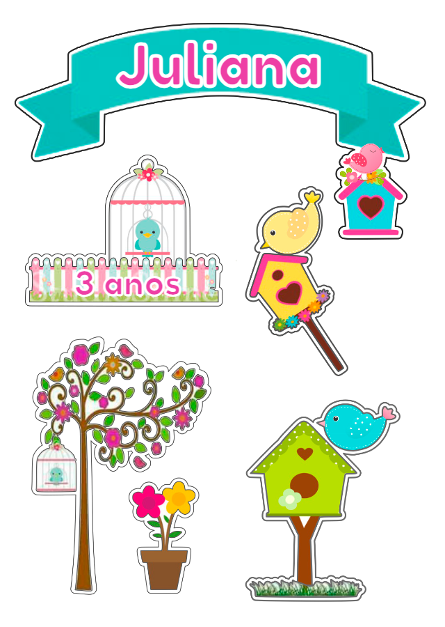Topo de Bolo Jardim Encantado com Passarinhos para Editar Topo de Bolo Jardim Encantado com Passarinhos para Editar