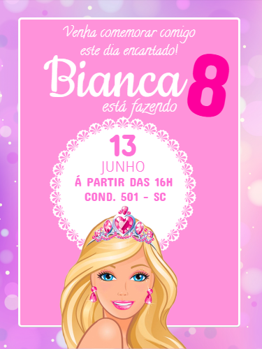 Convite de Aniversário Barbie Princesa para Editar Online Convite de Aniversário Barbie Princesa para Editar Online