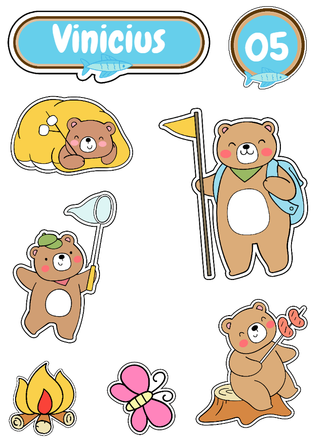 Topo de Bolo Ursinho Aventureiro para Editar e Imprimir Topo de Bolo Ursinho Aventureiro para Editar e Imprimir