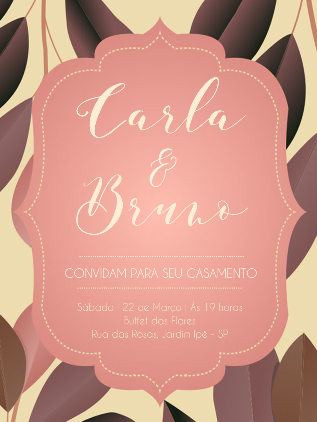 Convite de Casamento Clássico Floral para Editar Online Convite de Casamento Clássico Floral para Editar Online