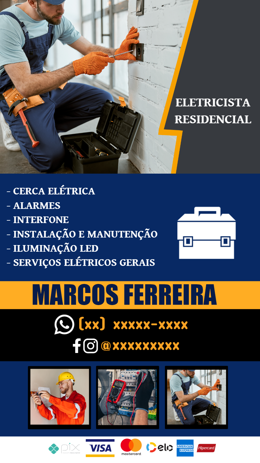 Cartão de Visita Eletricista Profissional para Editar Online Cartão de Visita Eletricista Profissional para Editar Online