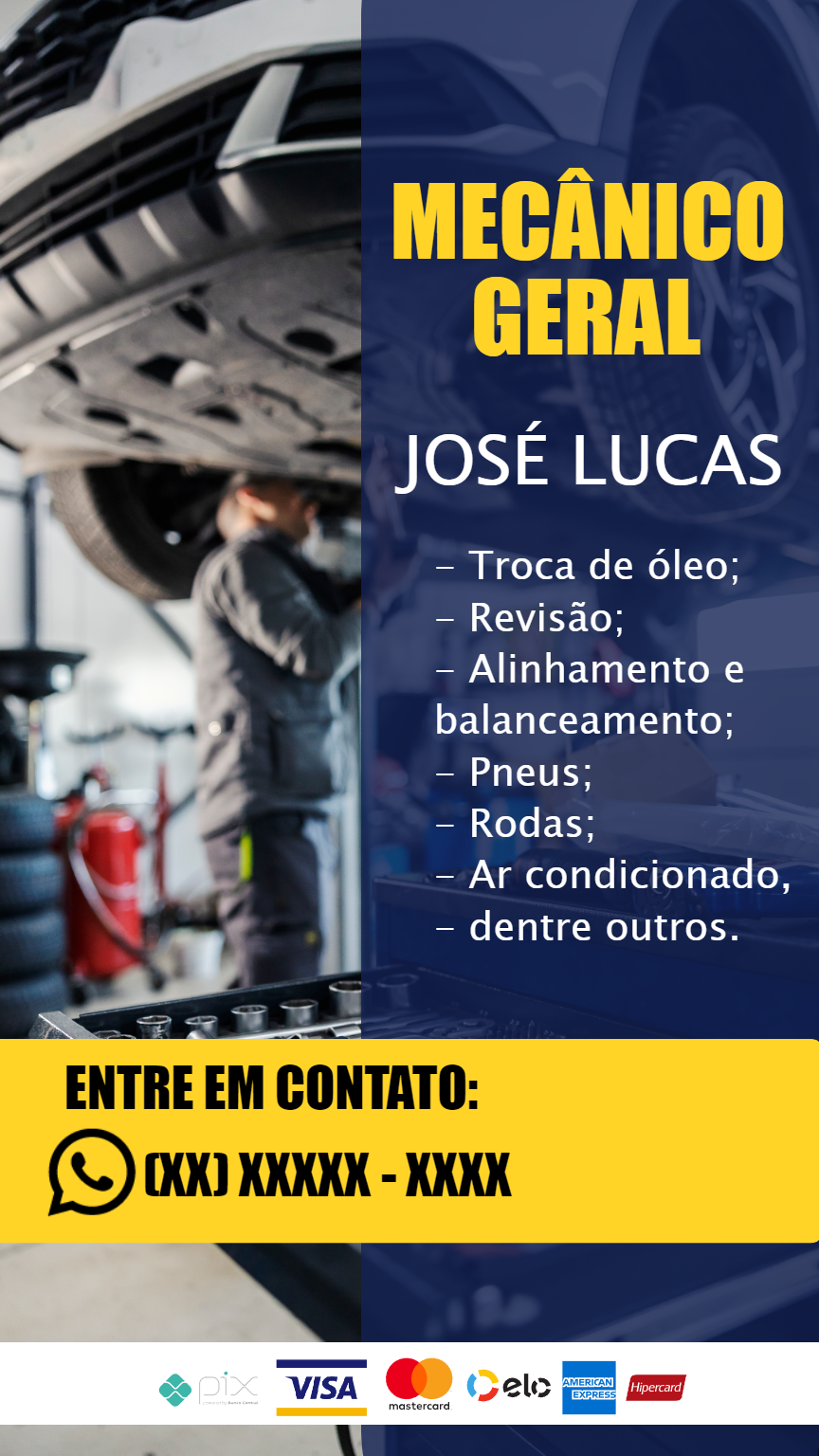 Cartão de Visita Mecânico Profissional para Editar Online Cartão de Visita Mecânico Profissional para Editar Online