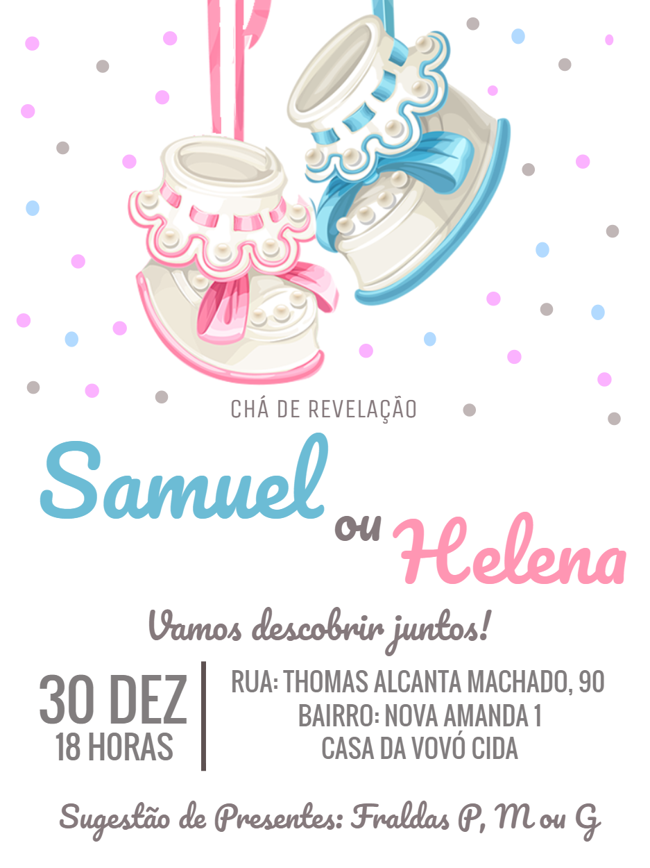 Convite Chá Revelação Sapatinhos para Editar Online Convite Chá Revelação Sapatinhos para Editar Online