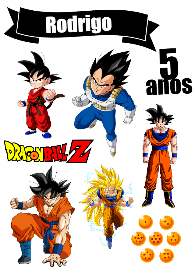 Topo de Bolo Dragon Ball Z com Personagens para Editar e Imprimir Topo de Bolo Dragon Ball Z com Personagens para Editar e Imprimir