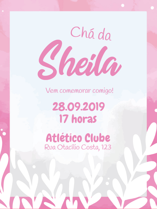 Convite Chá de Panela Floral Rosa para Editar Online Convite Chá de Panela Floral Rosa para Editar Online