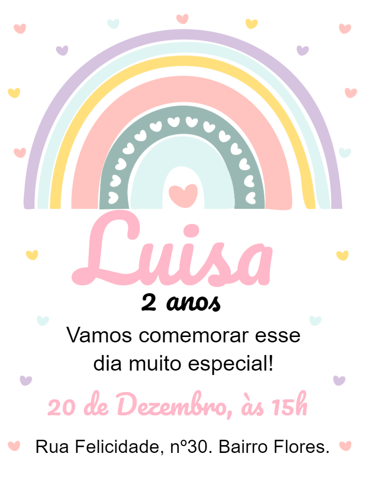Convite de Aniversário Arco Íris Boho para Editar Online Convite de Aniversário Arco Íris Boho para Editar Online