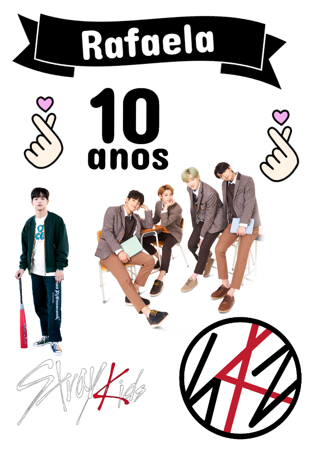 Topo de Bolo Stray Kids para Festa de Aniversário Editável Topo de Bolo Stray Kids para Festa de Aniversário Editável