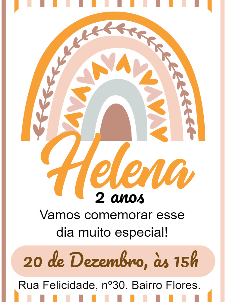 Convite de Aniversário Arco Íris Boho para Editar Online Convite de Aniversário Arco Íris Boho para Editar Online