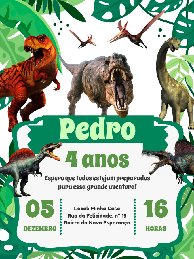 Convite de Aniversário Dinossauros Jurassic Park para Editar Convite de Aniversário Dinossauros Jurassic Park para Editar