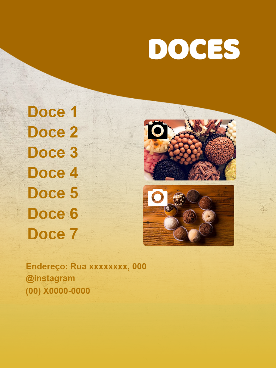 Cardápio de Doces Editável com Fotos para Postar Cardápio de Doces Editável com Fotos para Postar