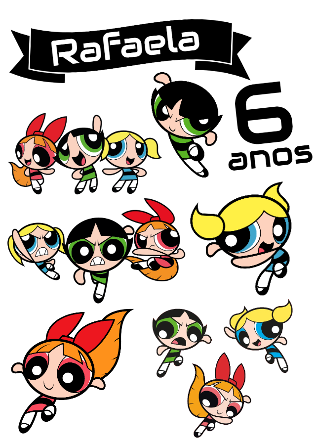 Topo de Bolo Aniversário Super Poderosas para Editar Online