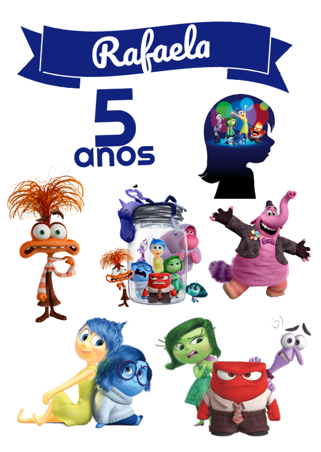 Topo de Bolo Divertida Mente 2 com Personagens para Editar Online Topo de Bolo Divertida Mente 2 com Personagens para Editar Online