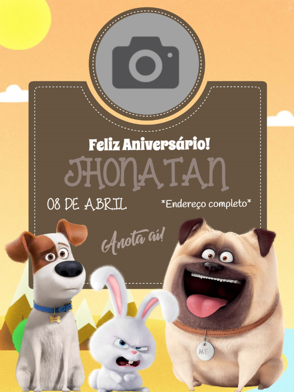 Convite Aniversário Pets com Foto para Editar Online Convite Aniversário Pets com Foto para Editar Online