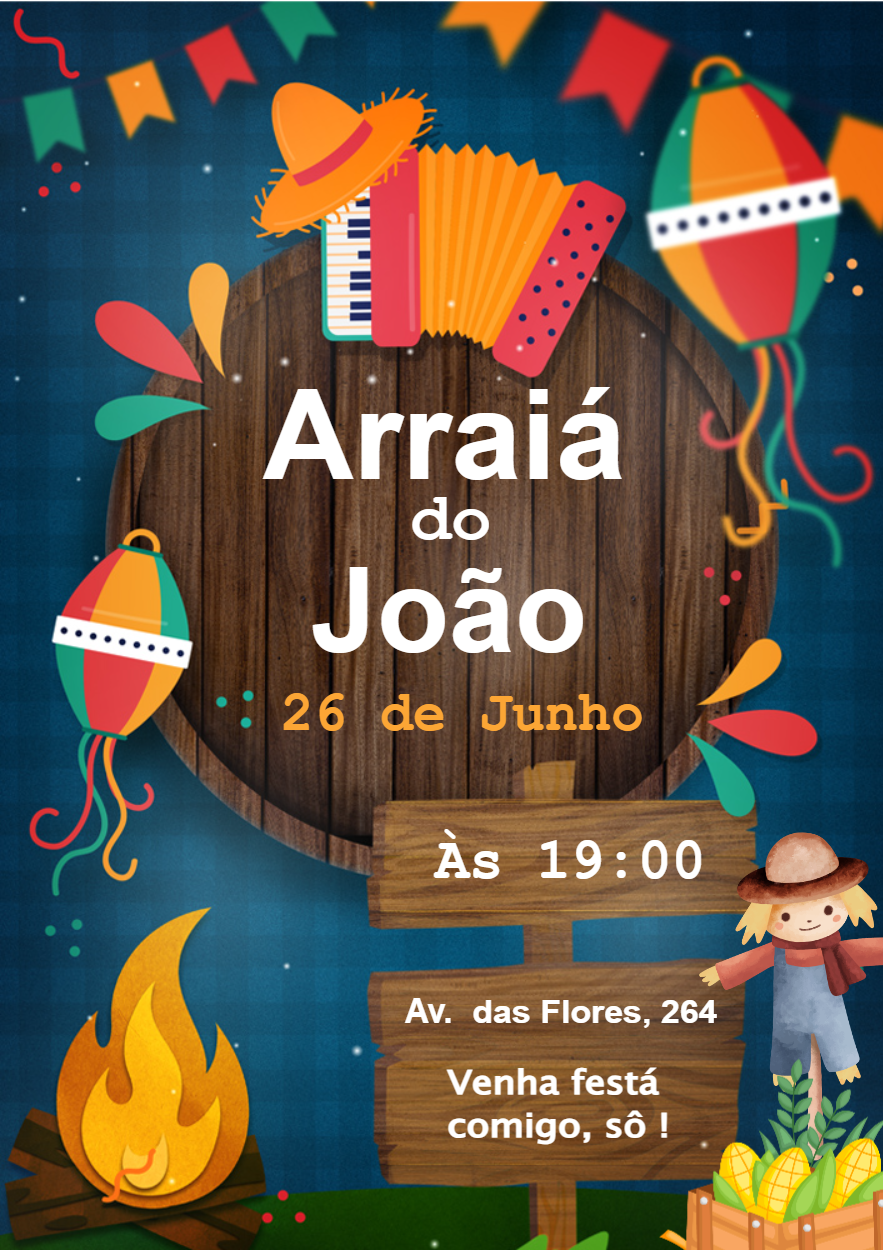 Convite de Aniversário Arraiá Caipira para Editar Online Convite de Aniversário Arraiá Caipira para Editar Online