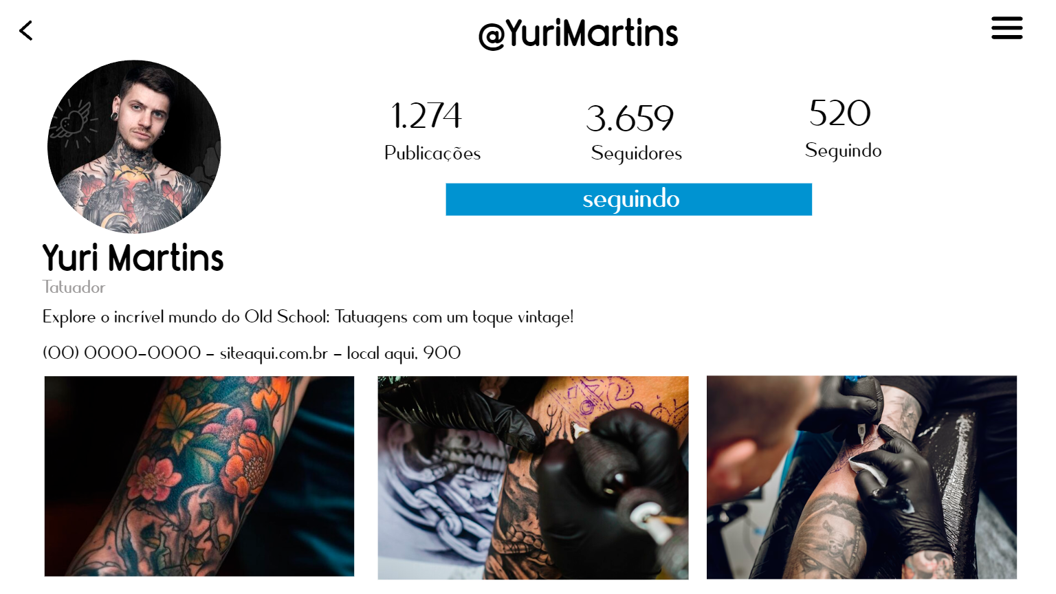 Cartão de Visita Instagram para Tatuador para Editar Online Cartão de Visita Instagram para Tatuador para Editar Online