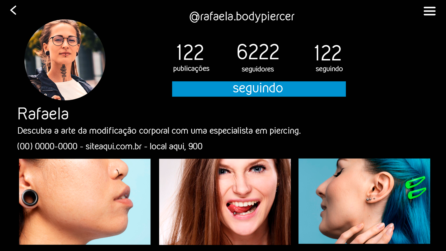 Template de Feed Instagram para Piercer e Tatuador para Editar Template de Feed Instagram para Piercer e Tatuador para Editar