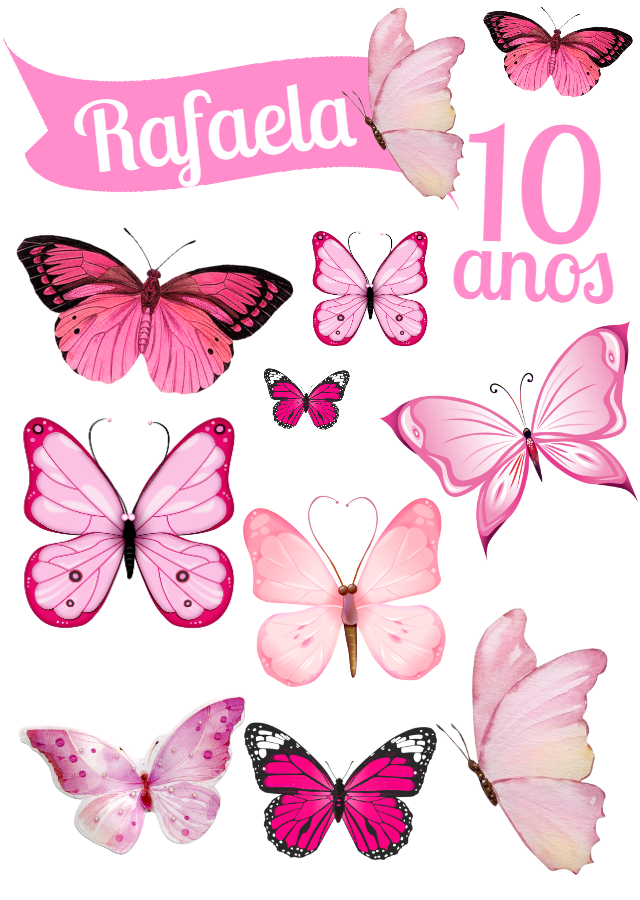 Topo de Bolo Festa Borboletas para Editar Online Topo de Bolo Festa Borboletas para Editar Online