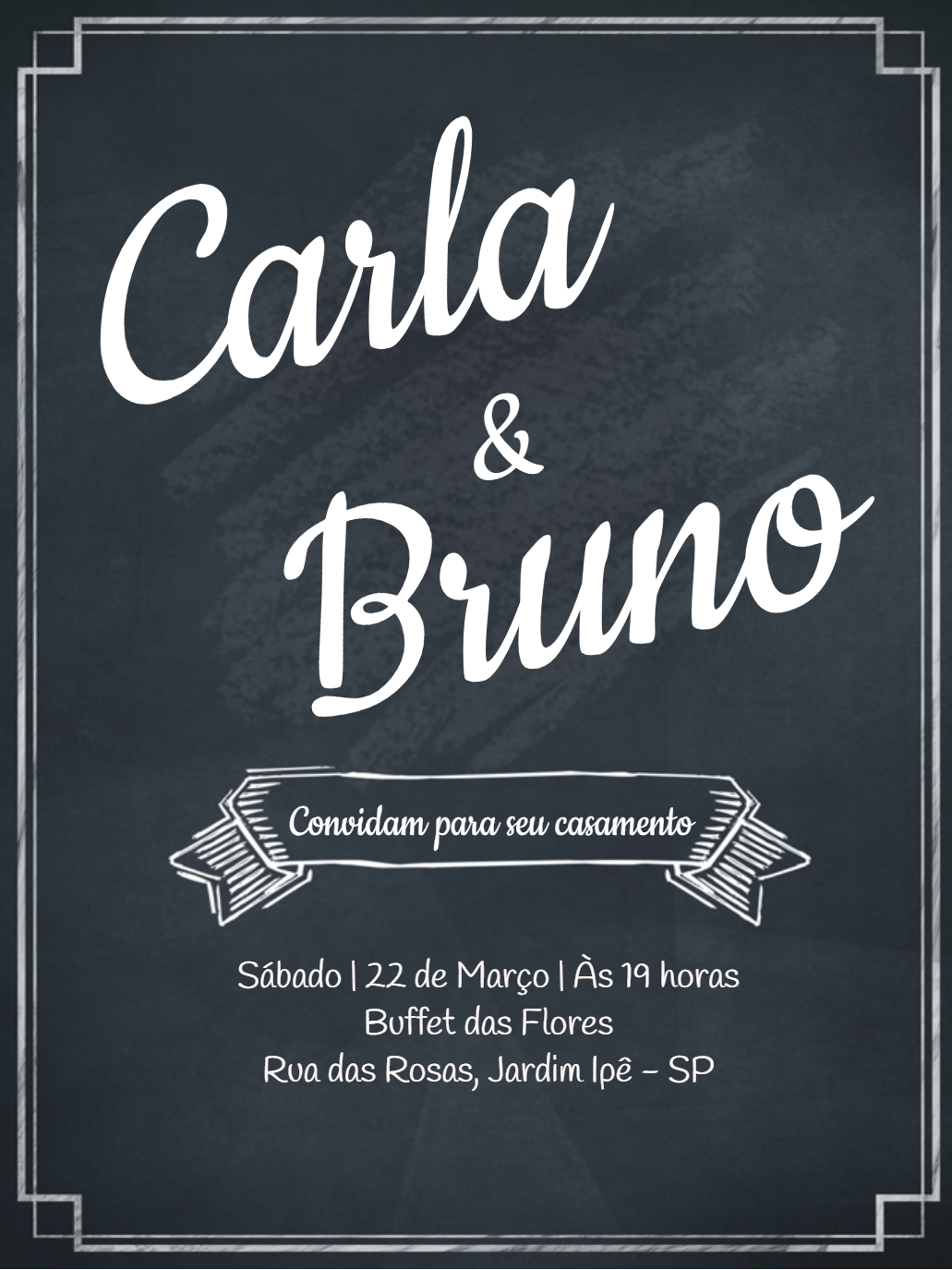 Convite de Casamento Estilo Lousa para Editar Online Convite de Casamento Estilo Lousa para Editar Online