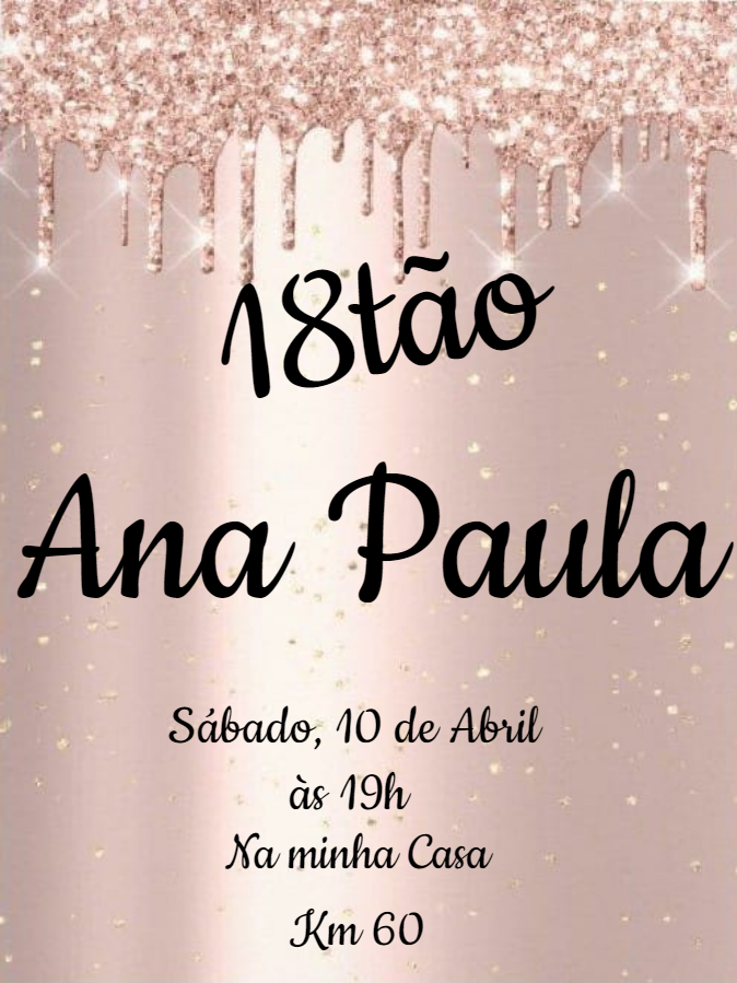 Convite de Aniversário Rosê Gold com Glitter para Editar Online Convite de Aniversário Rosê Gold com Glitter para Editar Online