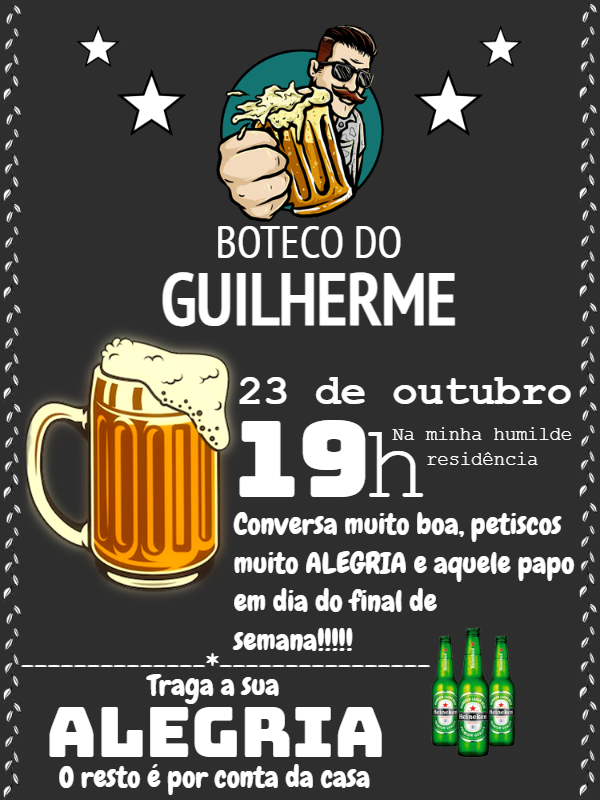Convite de Aniversário Boteco com Cerveja para Editar Online Convite de Aniversário Boteco com Cerveja para Editar Online