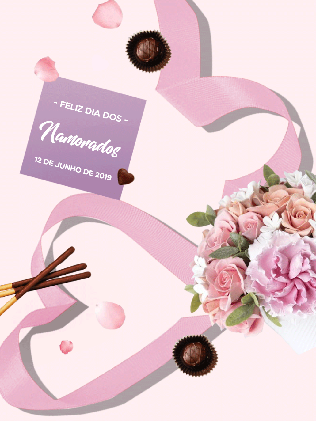 Post Dia dos Namorados com Flores e Chocolate para Editar
