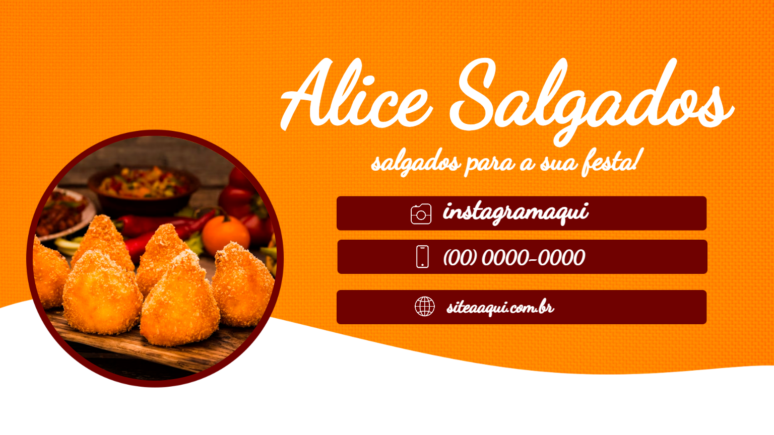 Cartão de Visita Salgados de Festa para Editar Online Cartão de Visita Salgados de Festa para Editar Online