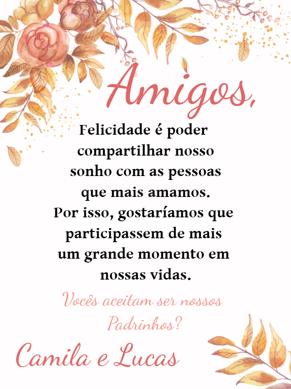 Convite Padrinhos de Casamento Floral para Editar Online Convite Padrinhos de Casamento Floral para Editar Online