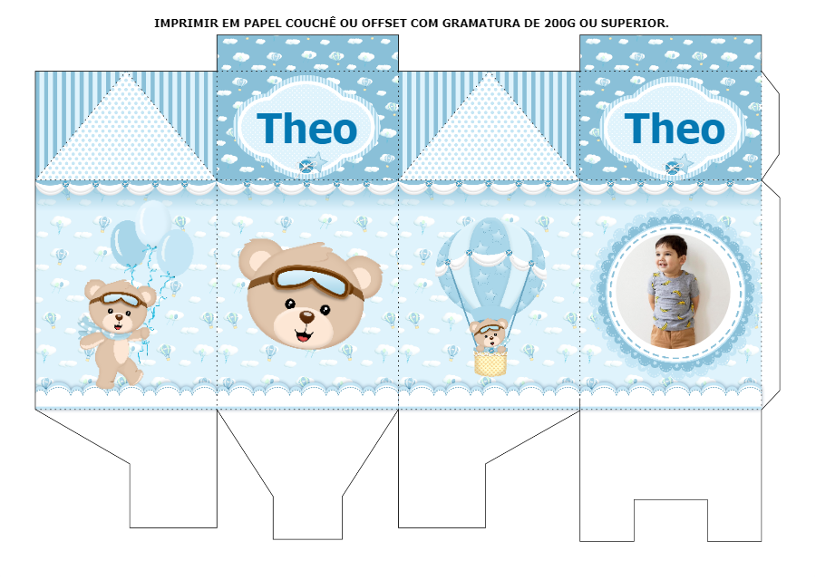 Caixa Milk Ursinho Baloeiro com Foto para Editar Online Caixa Milk Ursinho Baloeiro com Foto para Editar Online