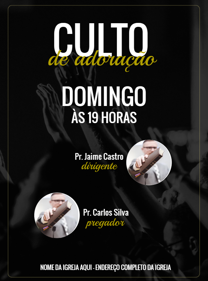 Convite para Culto de Adoração Sóbrio para Editar Online Convite para Culto de Adoração Sóbrio para Editar Online