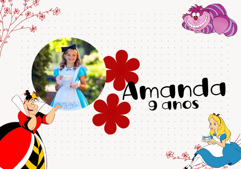 Convite Aniversário Alice no País das Maravilhas com Foto para Editar Convite Aniversário Alice no País das Maravilhas com Foto para Editar