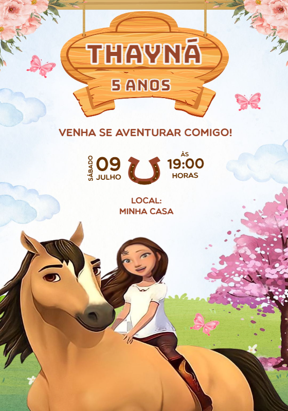 Convite Aniversário Spirit o Corcel Indomável para Editar Online