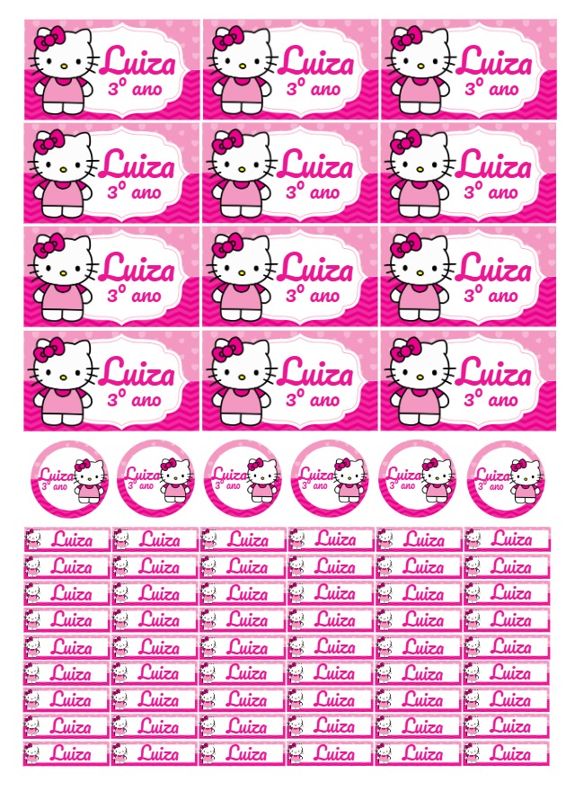 Etiqueta Escolar Hello Kitty Editável para Imprimir Etiqueta Escolar Hello Kitty Editável para Imprimir