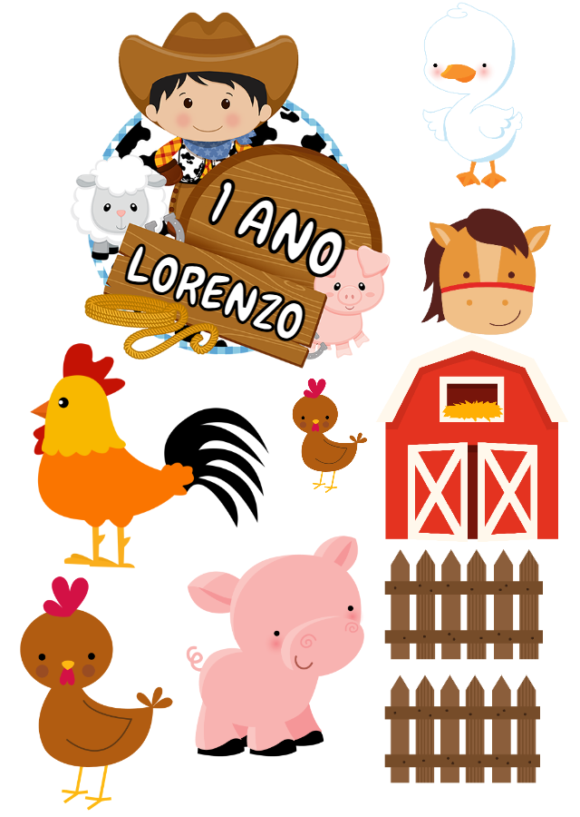 Topo de Bolo Fazendinha: Kit de Personagens para Editar Topo de Bolo Fazendinha: Kit de Personagens para Editar