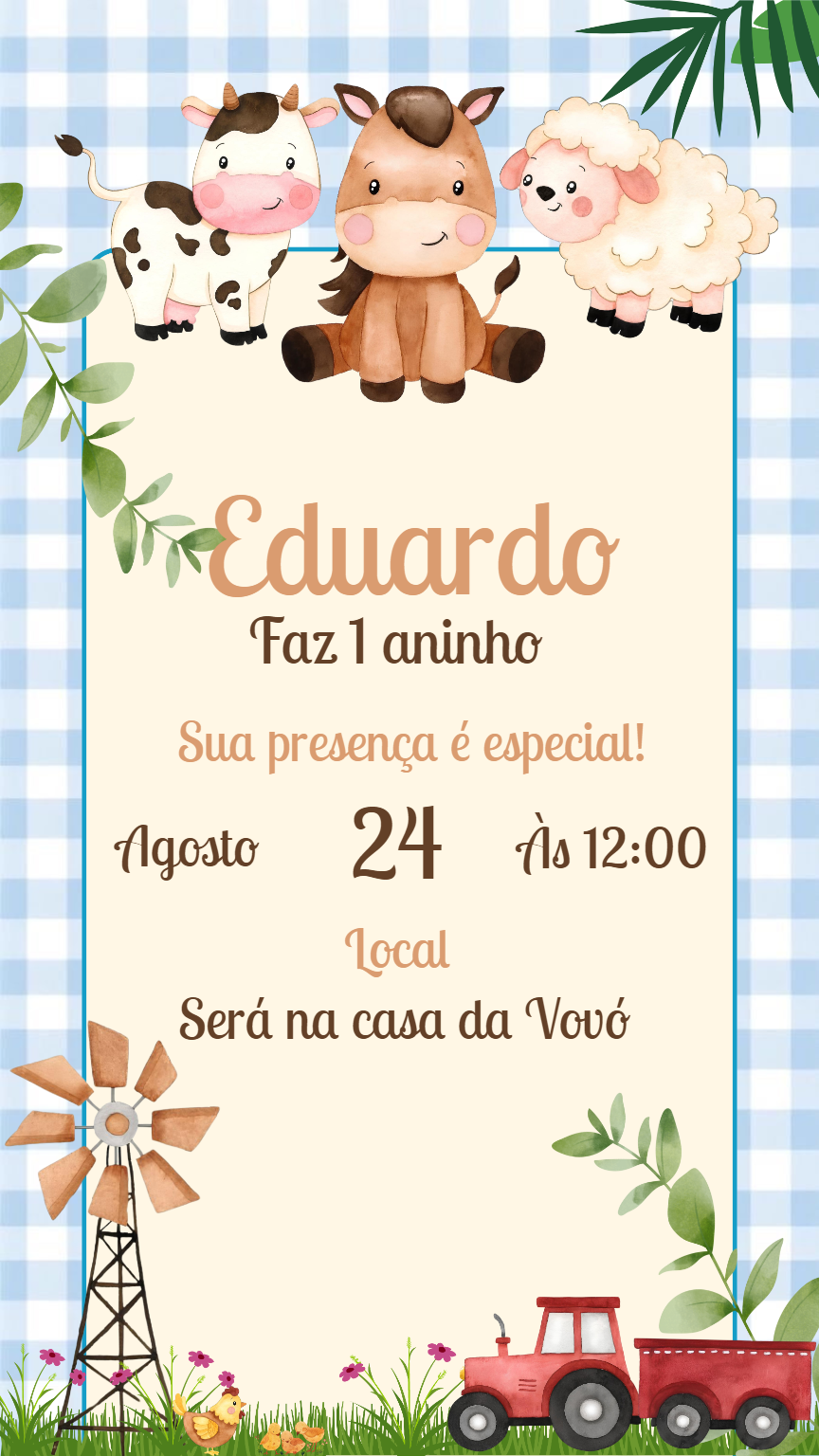 Convite Aniversário Fazendinha com Animais para Editar Online Convite Aniversário Fazendinha com Animais para Editar Online